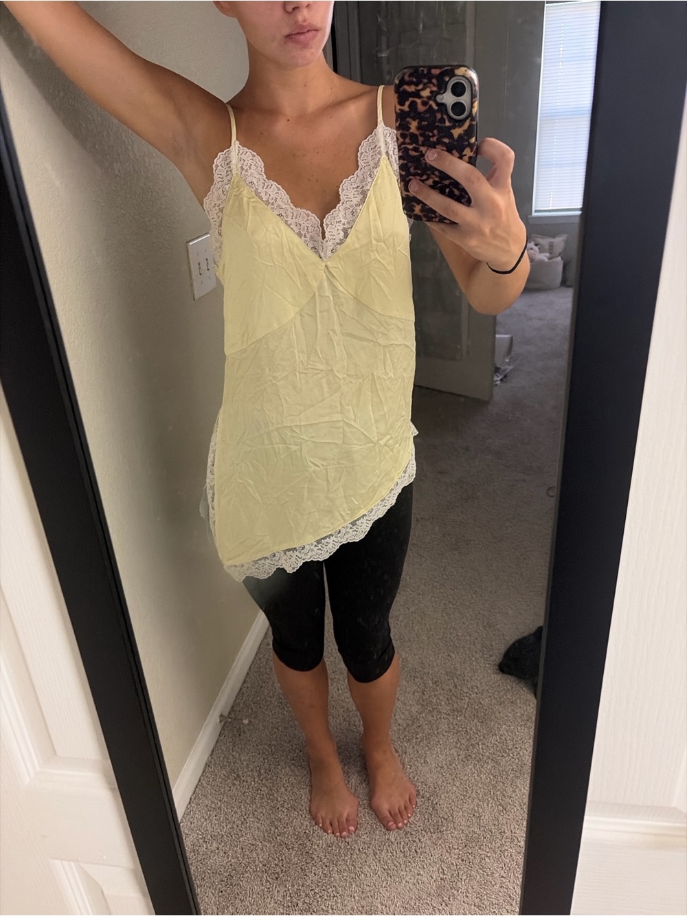 REVOLVE Pale Yellow Lace Trim Camisole